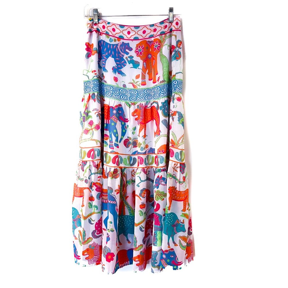 Gretchen Scott Ipanema Animal Kingdom Tiered Maxi Skirt Womens Extra Small NEW - Picture 6 of 11